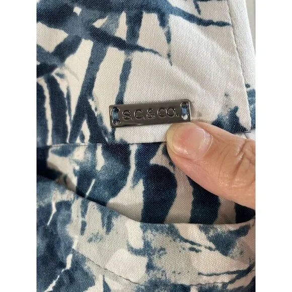 S.C. & Co Skorts Blue White with Pockets Tropical Theme Tummy Control Large - Picture 2 of 6